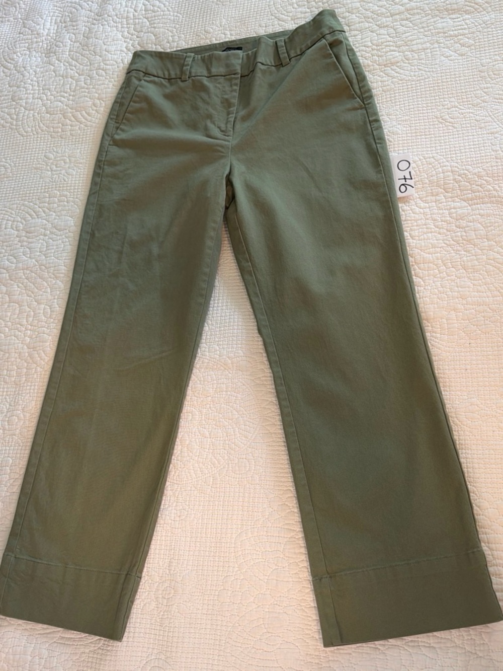 Casual Straight-Leg Olive Green Pants